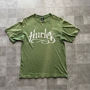 Y2k Hurley Distressed Green Skater T-shirt M